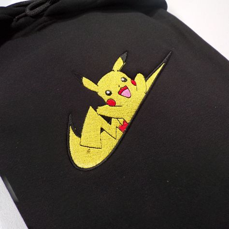 Pokeball Embroidery, Pikachu Embroidery, Anime Nike Embroidery, Pokemon Embroidery Hoodie, Anime Embroidery Sweatshirt, Study Apps, Anime Collection, Embroidered Hoodie, Tshirt Design