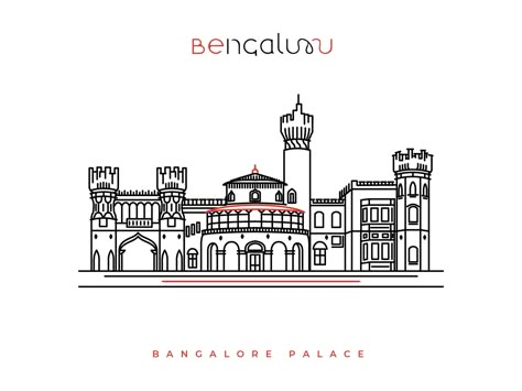 Bangalore Palace by Rakshith N Bangalore Palace Sketch, Bangalore Doodle Art, Bangalore Palace Illustration, Bangalore Illustration, Bangalore Skyline, Bangalore Art, India Monuments, Bangalore Palace, Internship Portfolio