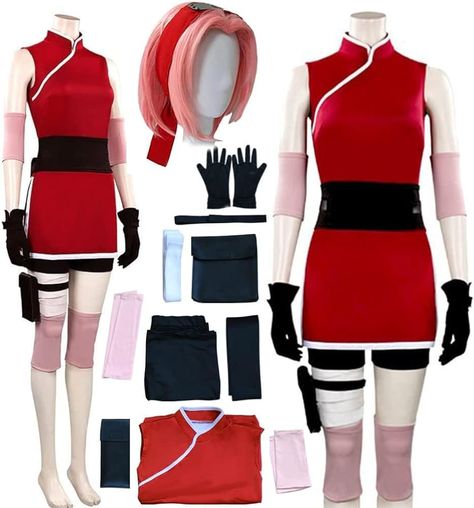 Amazon.com: AIUKAKP Anime Cosplay Costume Anime Dress Red Cosplay Ouftits With Wig Halloween Women : Clothing, Shoes & Jewelry Naruto Halloween Costumes, Easy Cosplay Ideas, Red Cosplay, Cosplay Ideas Women, Sakura Cosplay, Easy Cosplay, Wrist Guard, Anime Outfit, Costume Anime