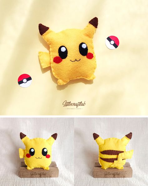 Little Pikachu Handmade Felt Doll :: Behance Pokemon Felt Ornaments, Felt Pikachu, Pikachu Craft, Felt Pokemon, Felt Crafts Kids, Pokemon Pink, Diy Pokemon, Plushies Diy, Felt Plushie