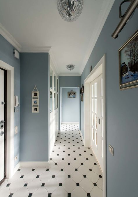 Small Office Interior Design, Blue Hallway, Corridor Design, Hal Decor, Hallway Designs, Color Interior, Home Room Design, Office Interior Design, Minimalist Bedroom