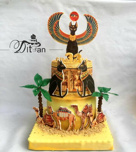 Egypt Cake, Egyptian Cookies, Egyptian Party, Egyptian Wedding, Travel Cake, Food Artists, Creative Cake Decorating, Different Cakes, Happy 2nd Birthday