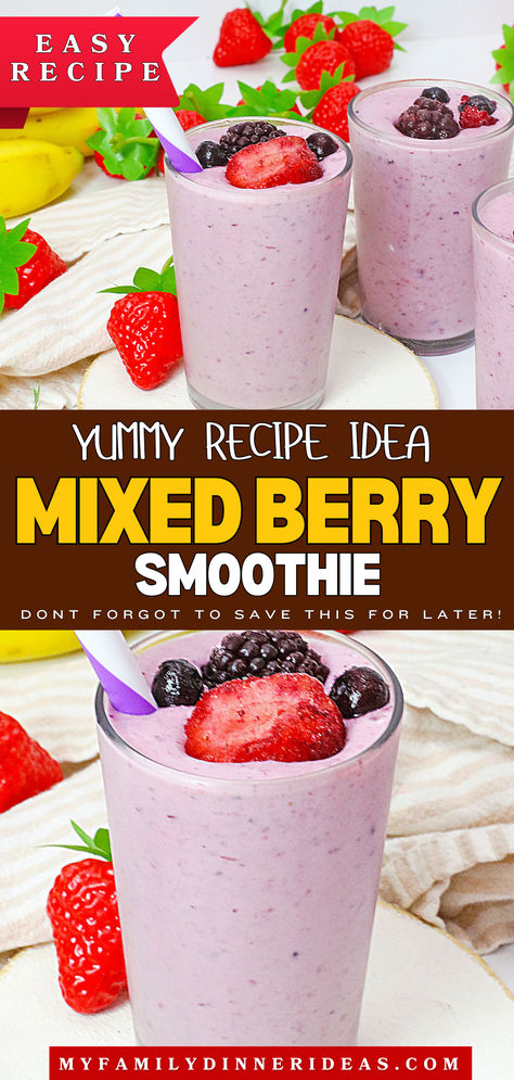 Mixed berry smoothie Mix Berry Smoothie, Rasberry Smoothie, Frozen Berry Smoothie, Protein Shakes For Kids, Mixed Fruit Smoothie, Toddler Smoothies, Frozen Fruit Smoothie, Hearty Breakfasts, Breakfast Shakes