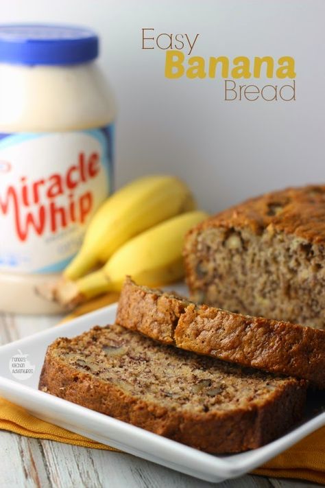 Miracle Whip Recipes, Banana Bread Recipe Easy Moist, Banana Bread Recipe Moist, Easy Banana Bread Recipe, Bread Easy, Best Bread Recipe, Miracle Whip, Make Banana Bread, Loaf Recipes