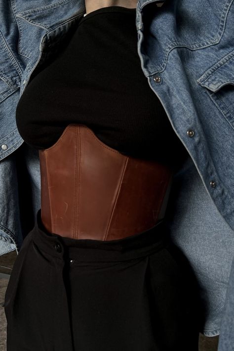 Corset Plus Size, Corset Underbust, Brown Corset, Leather Corset Belt, Corset Outfit, Corset Belt, Underbust Corset, Leather Corset, Mode Inspiration