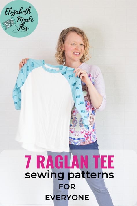 It's baseball season, so why not sew up your own raglan sleeve t-shirt? But what raglan sleeve patterns are out there? This t-shirt pattern roundup has you covered with raglan tee patterns for everyone. There's easy raglan shirt patterns for women, kids, babies, boys, girls, tweens, and men in all formats from PDF sewing patterns, free sewing patterns, paper patterns and a DIY sewing pattern. #easysewing #sewingpatterns Pdf Sewing Patterns Free, Raglan Tee Pattern, Sleeve Patterns, Raglan Sleeve Pattern, Shirt Patterns For Women, Shirt Patterns, T Shirt Sewing Pattern, Kwik Sew Patterns, Childrens Sewing Patterns