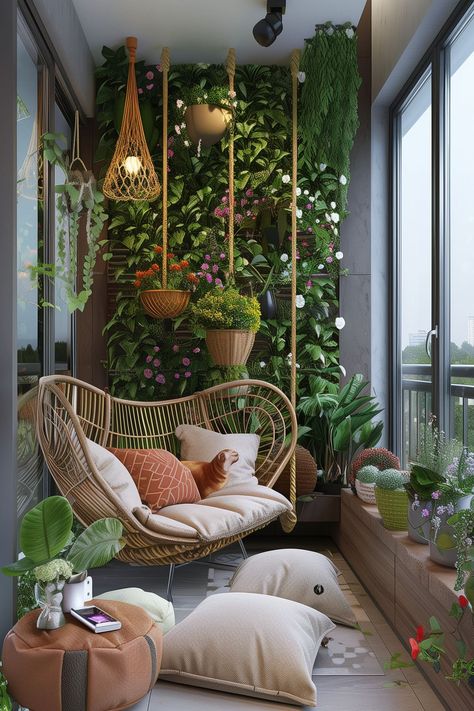 Balcony Makeover Ideas - Remodr Closed Balcony Ideas, Indoor Balcony, Garden Home Office, Small Balcony Garden, Small Balcony Design, Apartment Patio, Small Balcony Decor, Terrace Design, Apartment Balcony Decorating