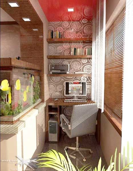 balcony-room-extension-apartment-ideas-home-redesign (6) Home Office Design On A Budget, Balcon Mic, Balcony Design Ideas, Room Extensions, Divider Design, Small Home Office, Study Rooms, Salou, Balcony Design