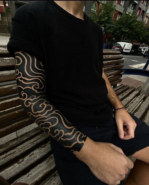 #tattoo #tattoos #inked #tattooart #tattooed #tattooideas #tattoodesign #tattooinspiration #tattoosleeve #tattooflash #inkedgirls #tattooedwomen  #InkLaughs  #TattooFails Black Cloud Tattoo, Japanese Cloud Tattoo, Blast Over Tattoo, Cloud Tattoo Sleeve, Geometric Tattoo Sleeve Designs, Cuff Tattoo, Blackout Tattoo, Cloud Tattoo, Fire Tattoo