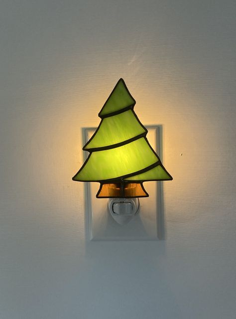 Stained Glass Nightlight, Stained Glass Night Lights Patterns, Nite Lights, Childrens Night Light, Stained Glass Night Lights, Stained Glass Light, Stained Glass Christmas, Glass Christmas Tree, Stained Glass Designs