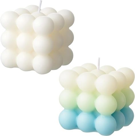 Amazon.com: ACITHGL Bubble Candle - 4 Small Cute Candles Cube Soy Wax Candles, Home Decor Candle, Scented Candle Set 4 Pieces, Home Use and Gifting(4 Colors Small) : Home & Kitchen Candle Sets, Blue Candle, Bubble Candle, Cute Candles, Bedroom Idea, Pretty Box, Wax Candles, White Candles, Candle Set