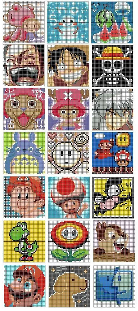 Anime Crochet Grid, Pixel Art Cute Kawaii, Manga Crafts, Studio Ghibli Pixel Art, Anime Cross Stitch Patterns, 32 X 32 Pixel Art, Easy Crochet Projects For Beginners, Cross Stitch Anime, 32x32 Pixel Art Grid