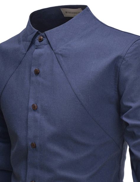 No Collar Shirt, Detail Couture, Mens Kurta Designs, Men Fashion Casual Shirts, Mens Designer Shirts, Stylish Mens Fashion, African Men Fashion, Designer Shirts, Men Shirt Style