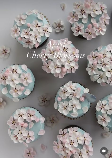 Sakura Cupcakes, Cherry Blossom Cupcakes, Blossom Cupcakes, Blossom Season, Floral Cupcakes, Cherry Blossom Wedding, Cherry Blossom Season, Fondant Cookies, July Wedding