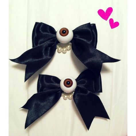 2 Eyeball Bow Clips with Glass Pearls spooky cute pastel goth creepy ❤ liked on Polyvore featuring accessories, hair accessories, goth hair accessories, pearl hair accessories, hair bow accessories and gothic hair accessories Goth Accessories Jewellery, Goth Hair Accessories, Stile Punk Rock, Gothic Hair Accessories, Pearl Hair Accessories, Gothic Hair, Accessories Goth, Gothic Hairstyles, Goth Accessories