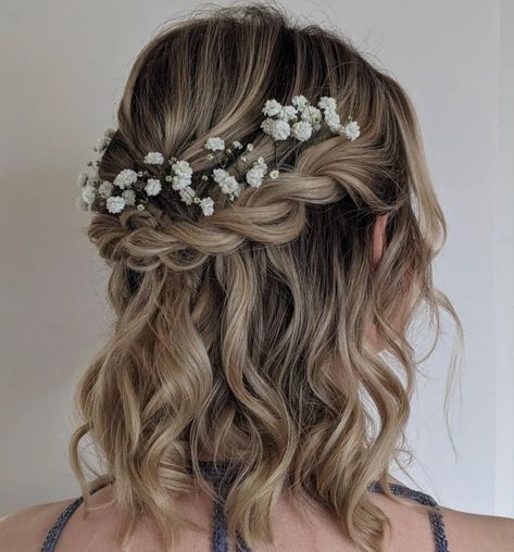 Beach Wave Bridal Hair Half Up, Bride Hair Mid Length, Bride Waves Hair, Waterfall Braid Wedding Hair, Wavy Bridal Hair, Wedding Half Updo, Half French Braids, Waterfall Braid Hairstyle, Waterfall Hairstyle