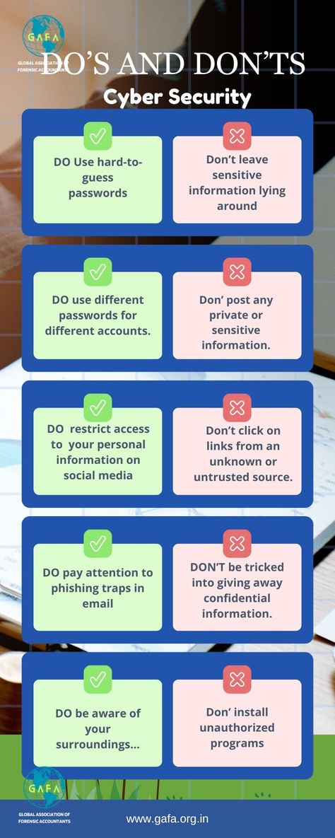 Please don't take your #security for granted. Theses small tips are your handy daily reminders of #cybersecurity  Cyber security tips by GAFA Cybersecurity Tips, Fraud Prevention, Classroom Interior, Password Security, Computer Projects, Technology Hacks, Everyday People, Computer Security, Security Tips