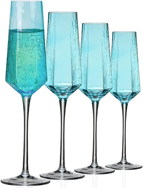 AmazonSmile | Champagne Flutes 8Oz Blue Wedding Champagne Glasses Classy Champagne Flutes Elegant Crystal Champagne Flutes Set of 4 for Anniversary Christmas (Blue): Champagne Glasses Blue Champagne Glasses, Best Champagne, Crystal Champagne Flutes, Blue Champagne, Wedding Champagne Glasses, Wine White, Champagne Flute Set, Wedding Champagne, Christmas Blue