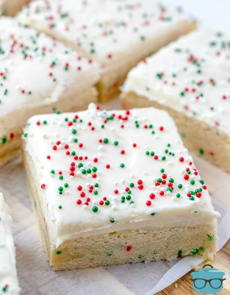 Christmas Sugar Cookie Bars, Christmas Sugar Cookie, Holiday Sugar Cookies, Cookies Box, Baking Holiday, Sugar Cookie Bars, White Cakes, Country Cook, The Country Cook