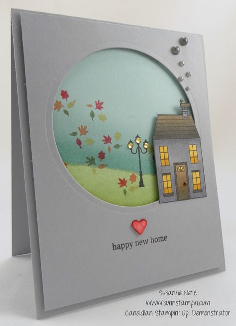 [Stampin' Up! (stamp & die bundle) Holiday Home] Artist's site: https://sunnstampin.com/ Housewarming Cards, Flat Building, House Cards, Housewarming Card, Happy New Home, Thanksgiving Card, New Home Cards, Product List, Stamping Up Cards