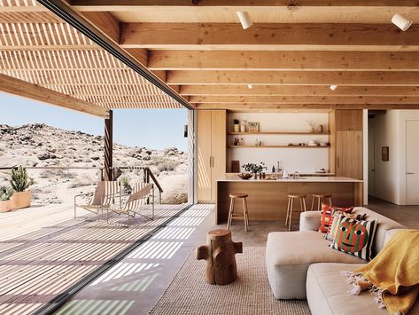 This Joshua Tree home is inspired by the desert's sublime beauty' | Wallpaper Staircase Outdoor, Farmhouse Scandinavian, Desert House, Dwell Magazine, Light Hardwood, Light Hardwood Floors, Pale Wood, Desert Homes, Wallpaper Magazine