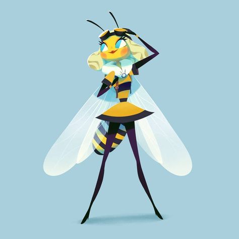 Muhd Noh 🇸🇬 on Instagram: “Honey Bee 🐝 #drawthisinyourstyle for @toradrawings's OC  #tora9k #dtiys #bee #honeybee #fairy #girl #drawing #characterdesign #cartoon…” Anthro Bee Character, Bee Cartoon Character, Bee Character Design Concept Art, Insects Character Design, Bee Girl Character Design, Fairy Girl Drawing, Insect Character Design, Bee Character Design, Cute Bee Art