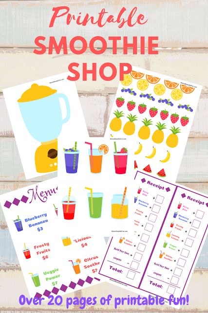 Messy, Beautiful, Fun: Printable Smoothie Shop Pretend Play Set Fruits Smoothies, Preschoolers Activities, Pretend Play Printables, Play Printables, Smoothie Shop, Subtraction Practice, Dramatic Play Preschool, Early Childhood Learning, Play Pretend