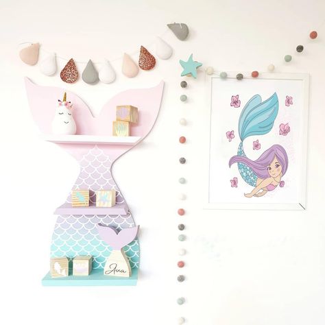 PRICES MAY VARY. SUPER EASY TO INSTALL – This small shelving wall mounted is easy for you to install . Basic wall mounting screws and anchors are already included in this set. Add a show stopping finish to your beach room decor. GIFTS FOR GIRLS –-Mermaid wooden shelves for wall makes for a thoughtful gift for all unicorn and mermaid lovers! This mermaid tail shelf decor is a beautiful addition to your unicorn and mermaid room decor . KIDS BATHROOM DECOR– This cute pink shelves for wall make a st Mermaid Room Decor, Beach Room Decor, Mermaid Bedroom, Mermaid Bathroom, Mermaid Nursery, Mermaid Room, Mermaid Party Decorations, Modern Nursery Decor, Beach Room