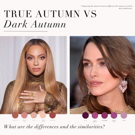 Colour Season Analysis Autumn, Warm Autumn Vs Deep Autumn, Makeup For Dark Autumn, Autumn Seasonal Color Analysis, Angelic Essence, Deep Autumn Makeup, Season Analysis, Deep Autumn Palette, Colour Season