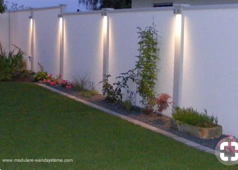 Pasillo casa Gardening Guide, Landscape Gardening, White Fence, Gardening Design, Pergola Ideas, Modern Outdoor Lighting, Walled Garden, Backyard Lighting, Outdoor Gardens Design