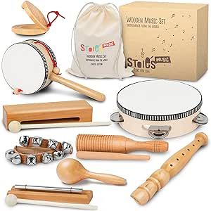 Stoie’s International Wooden Music Set for Toddlers and Kids- EcoFriendly Musical Set with A Cotton Storage Bag - Promote Environment Awareness, Creativity, Coordination and Have Lots of Family Fun Baby Instruments, Musical Instruments For Kids, Musical Instruments For Toddlers, Wooden Musical Instruments, Baby Musical Toys, Kids Musical Instruments, Easy Toddler Activities, Toy Musical Instruments, Hand Bells