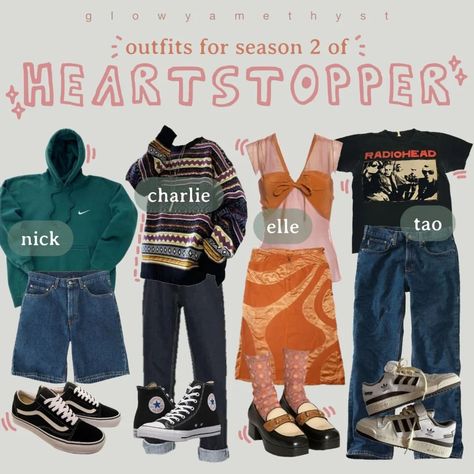 Heartstopper Clothes Style, Hearstopper Aesthetic, Heartstopper Outfits, Alice Oseman, Back To School Fits, Heart Stopper, Alice Book, Paying Attention, Themed Outfits