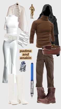 Padme Costume Diy, Star Wars Couple Costume, Anakin Costume, Padme Costume, Star Wars Costumes Diy, Partner Halloween Costumes, Star Wars Couples, Diy Couples Costumes, Couples Halloween Costume