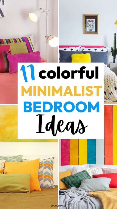 Colorful Small Bedroom Ideas, Colorful Minimalist Bedroom, Small Room Decor Ideas, Minimalist Tips, Colorful Minimalist, Graphic Rug, Neutral Home Decor, Small Room Decor, Neutral Home