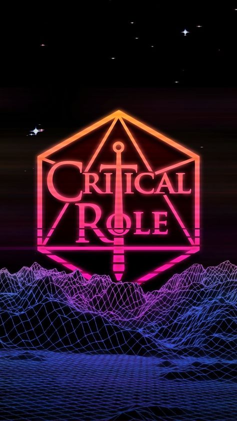 Critical Role 80’s inspired logo by @ArseQueef on Twitter Critical Role Lockscreen, Critical Role Phone Wallpaper, Critical Role Wallpaper Iphone, Mighty Nein Wallpaper Phone, Mollymauk Aesthetic, Critical Role Aesthetic, Vox Machina Wallpaper, Critical Role Wallpaper, Critical Role Logo