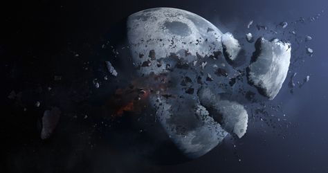 Destroyed Planet Art, Earth Destroyed Art, Destroyed Planet Concept Art, Callisto Moon, Destroyed Planet, Asteroid Mining, Strange Creatures, Broken Planet, Planets And Moons