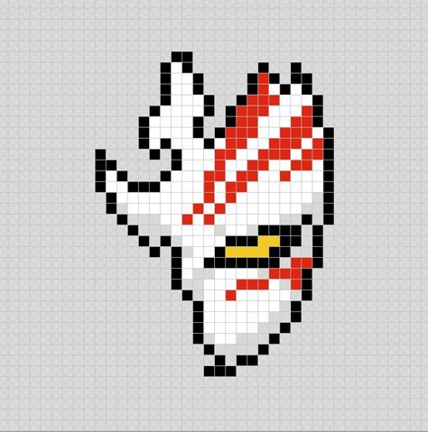 Máscara de Ichigo (Anime: Bleach) Pixel Art Patterns Pixel Art Pattern Anime Easy, Bleach Cross Stitch, Easy Pixel Art Anime, Pixel Art Characters Anime, Pixel Art Ideas Anime, Bleach Pixel Art, Anime Pixel Art Grid Easy, Pixel Art Anime Easy, Pixel Drawing Anime