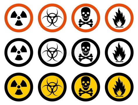 Industry Concept. Set Of Different Signs: Chemical, Radioactive, Dangerous, Toxic, Poisonous, Hazardous Substances Stock Vector - Illustration of poison, chemistry: 112402787 Poison Sign, Chemistry Equipment, Safety Rules For Kids, Different Signs, Danger Sign, Chemistry, Stock Vector, Vector Illustration, Graphic Design