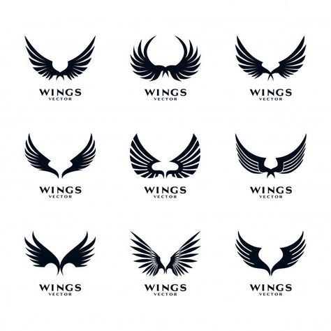 Wings icon logo template vector set Prem... | Premium Vector #Freepik #vector #logo #bird #angel #feather Feather Icon, Wings Icon, Logo Design App, Vintage Template, Chicano Style Tattoo, Interactive Museum, Clever Tattoos, Photoshop Tutorial Photo Editing, Logo Shapes