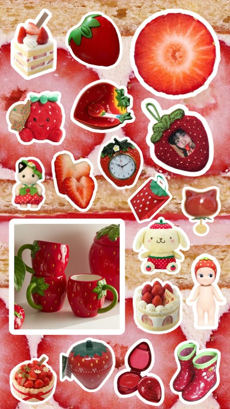 Strawberry Sticker Sheet, Strawberry Sticker, Printable Sticker Sheets, Bow Wallpaper, Puffy Stickers, Animal Stickers, Cute Pins, Diy Stickers, Journal Stickers