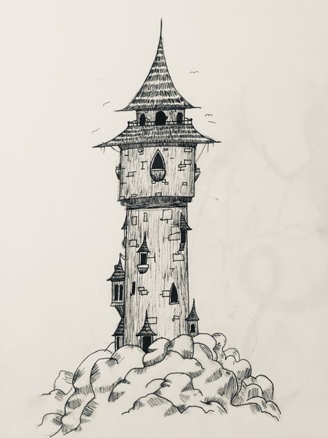 Castle Art Reference, Medieval Tower Drawing, Midevil Sketches, Architecture Drawing Sketchbooks Easy, Castle Tower Drawing, Castle Drawing Sketches, Fantasy Drawings Easy, Castle Drawings, Miniature Drawings