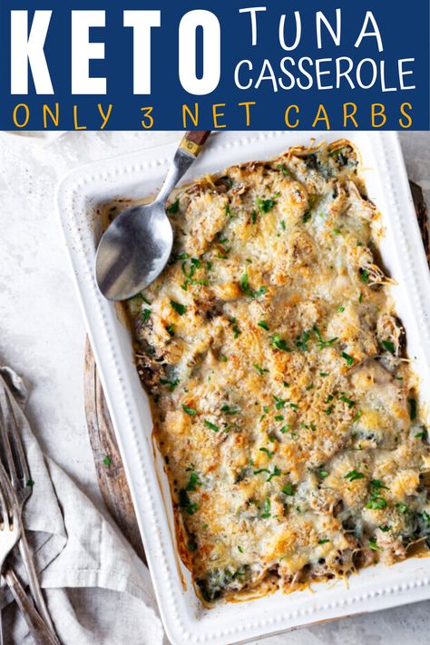 This keto tuna casserole is one of the best keto casserole recipes you can make. It is super cheesy and has spinach and mushrooms - along with the tuna of course. And this low carb tuna casserole is super easy to make and has 3 NET CARBS per serving! Low Carb Tuna Casserole, Keto Tuna Casserole, Casserole Low Carb, Keto Tuna, Keto Casserole Recipes, Spinach And Mushrooms, Tuna Casserole Recipes, Low Carb Low Fat Recipes, Keto Casserole