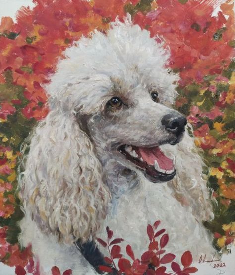 Paints On Canvas, Autumn Walk, Artist Palette, Standard Poodle, Poodle Dog, Dog Paintings, Oil Paints, Daily Paintworks, Custom Pet Portraits