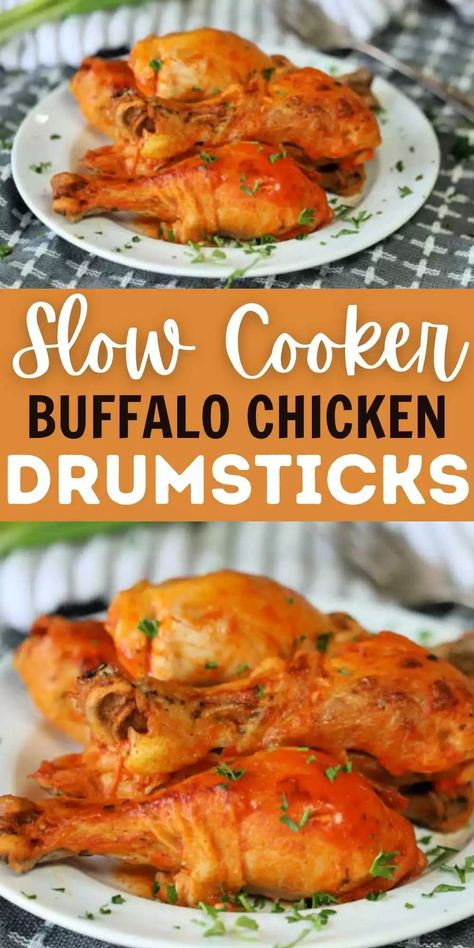 Chicken Drumstick Recipes Crockpot, Crockpot Chicken Leg Recipes, Buffalo Chicken Drumsticks, Spicy Chicken Drumsticks, Crock Pot Buffalo Chicken, Best Crockpot Chicken, Chicken Drumsticks Recipe, Drumsticks Recipe, Chicken Leg Recipes