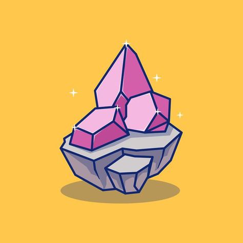 Simple Crystal Drawing, Mineral Illustration, Crystal Cartoon, Crystal Illustration, Cave Drawings, Crystal Drawing, Object Design, Crystal Cave, Crystal Logo