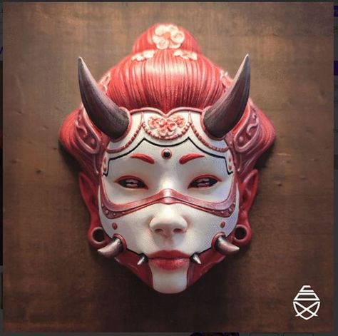 Mascara Hannya, Mascara Oni, 3d Printed Art, Kitsune Mask, Two Models, 3d Printing Art, Japanese Mask, Oni Mask, Tabletop Display