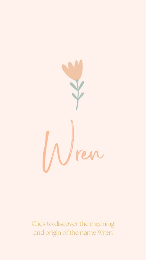 Discover the meaning and origin of the name Wren. Wren Name Meaning, Wren Meaning, Wren Name, Baby Name Meaning, Uncommon Baby Names, Names For Girls, English Girls, Baby 5