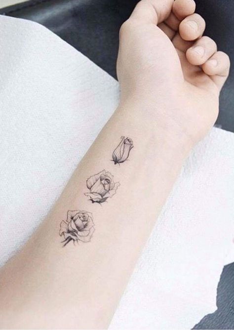 Rose Blooming Tattoo, Rose Blossom Tattoo, Blooming Rose Tattoo, Rose Buds Tattoo, Rose Growing Tattoo, Rosebud Tattoo, Stages Of Rose Blooming Tattoo, Small Rosebud Tattoo, Rose Bud Drawing Tattoo