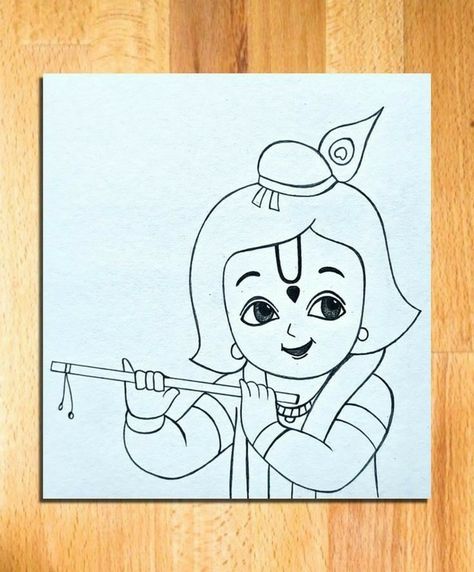 Lord Krishna Drawing Easy Cute, Little Krishna Sketch Drawing, Gods Drawing Easy, God Drawing Hindu Easy, Easy Drawing Of Krishna, Radhakrishna Drawing Easy, Krishna Drawing Easy For Kids, Krishna Painting Easy Pencil, Cute Krishna Drawing Easy