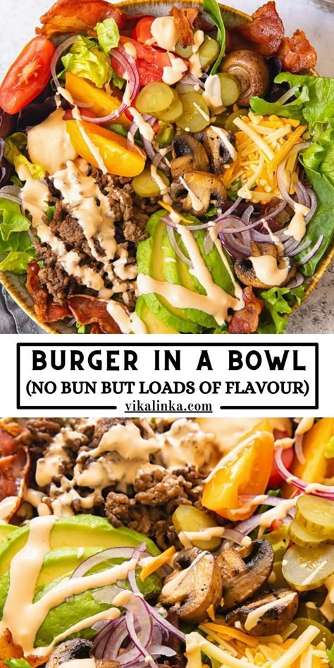 Bowl Dinners, Burger In A Bowl, Bowls Recipes, Bowl Meals, Protein Bowls, Healthy Bowls Recipes, Rice Bowls Recipes, Power Bowls, Healthy Bowls